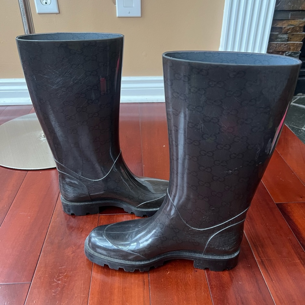 Gucci Monogram Rubber Rain Boots